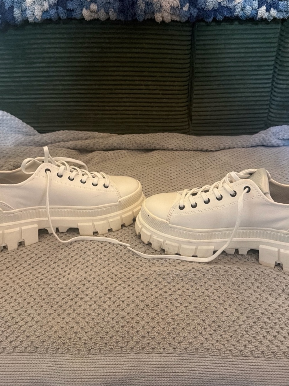 Palladium White Chunky Platform Lace-Up Sneakers - Picture 3 of 6